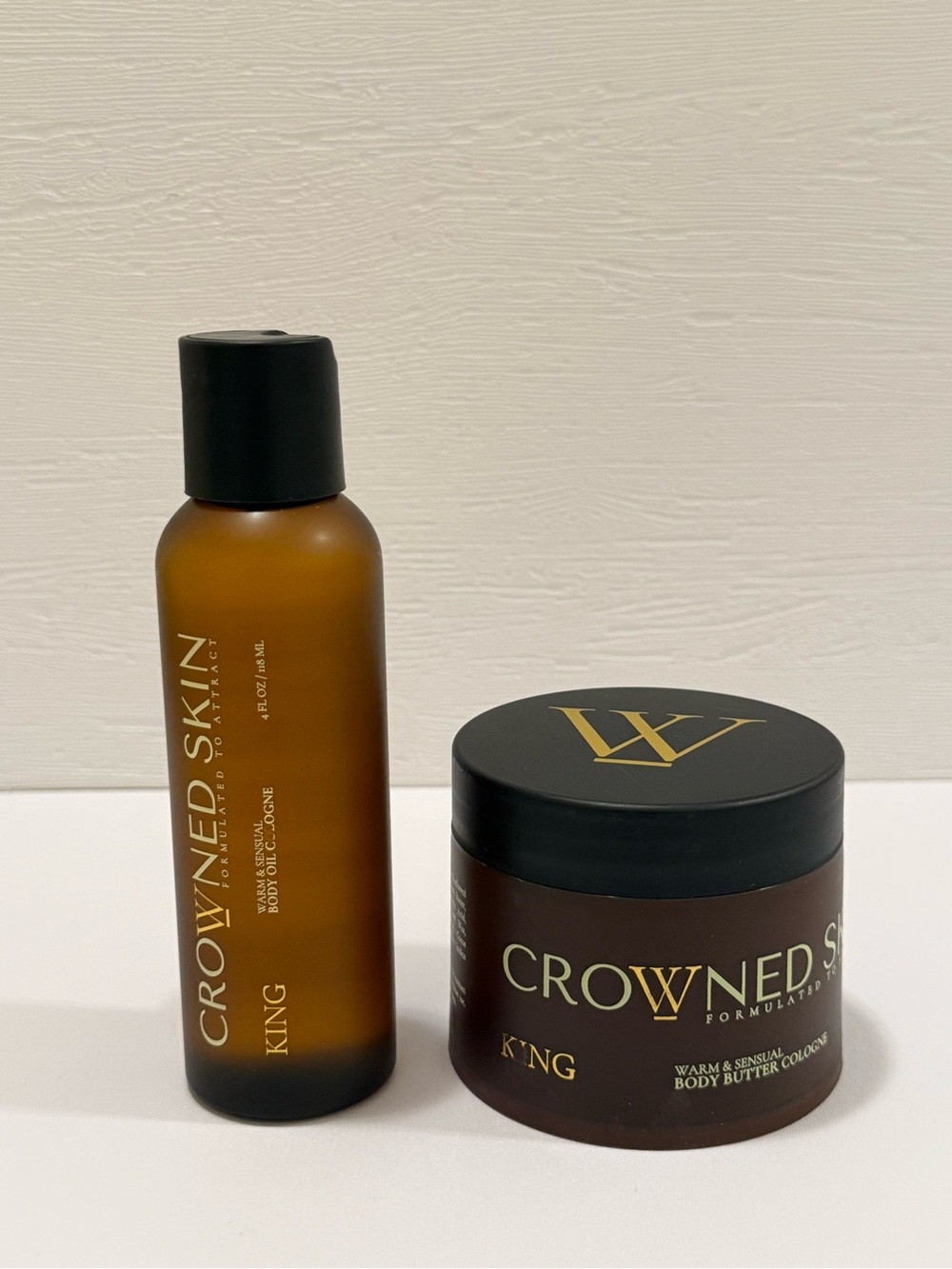 Crowned Skin King Body Butter 4.4oz & Oil 4oz Bundle Nourishing Moisture Scented